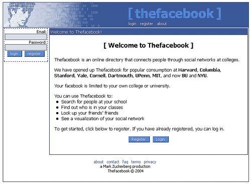 2004 facebook screen shot